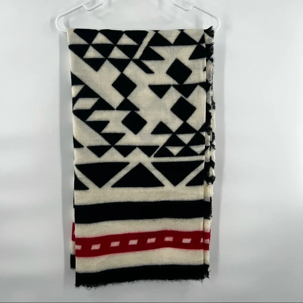 Le Luxe striped scarf acrylic cream black red